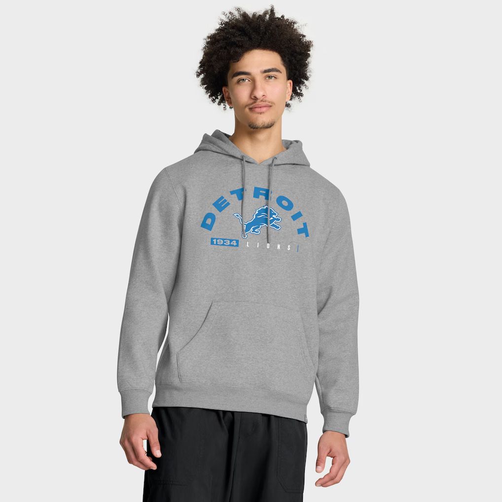 Men 2026 NFL Detroit Lions Grey Hoodie hooded style 01